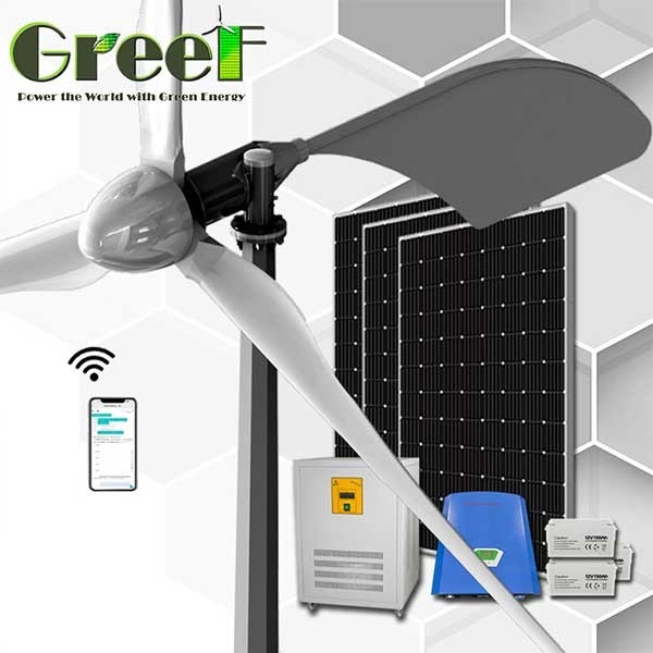 5KW完全な横の軸線の風力は雑種の格子システムを断続的に完了する