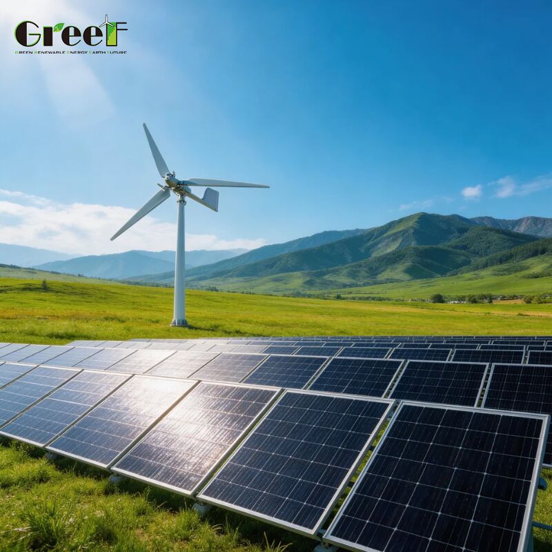 ネットワークメーター IP66 保護と Lifepo4 バッテリーを搭載した,大型エネルギーソリューションのための,地上設置型ハイブリッド風力太陽光システム